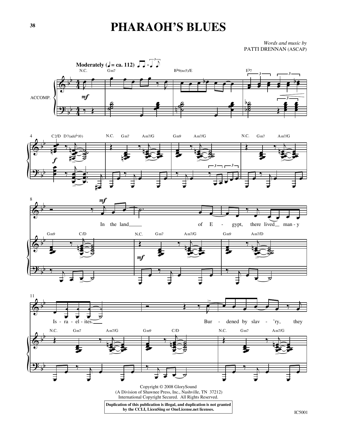 Patti Drennan Pharaoh's Blues Sheet Music Notes & Chords for Piano & Vocal - Download or Print PDF