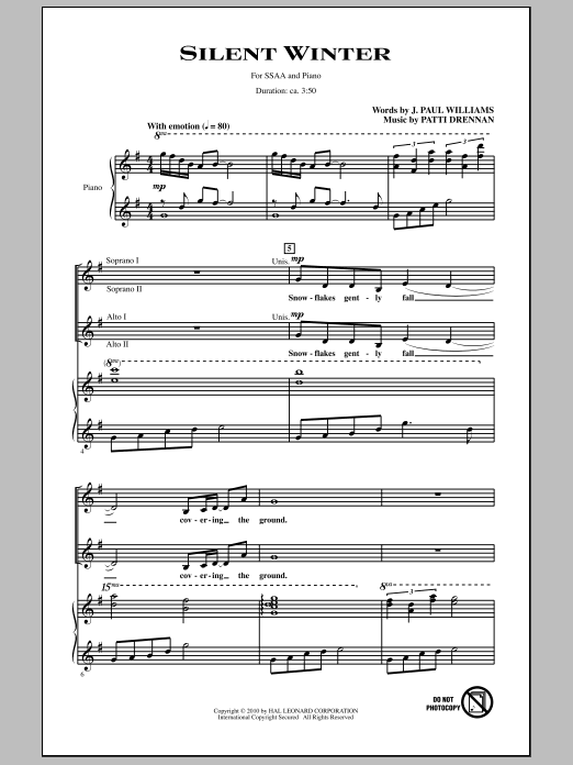 Patti Drennan Silent Winter Sheet Music Notes & Chords for SSA - Download or Print PDF