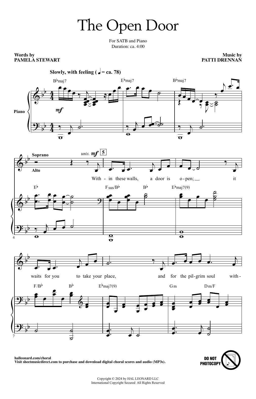 Patti Drennan The Open Door Sheet Music Notes & Chords for SATB Choir - Download or Print PDF