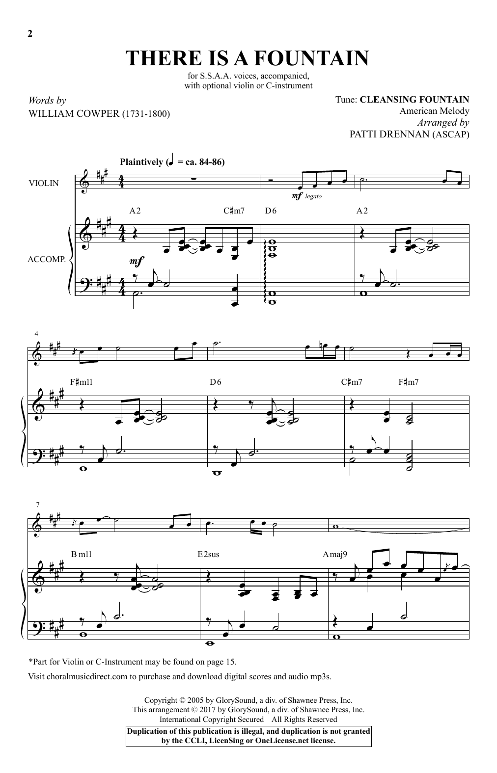 Patti Drennan There Is A Fountain Sheet Music Notes & Chords for SSA - Download or Print PDF