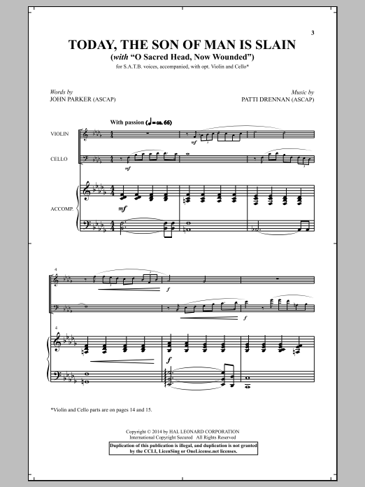 Patti Drennan Today, The Son Of Man Is Slain Sheet Music Notes & Chords for Choral - Download or Print PDF