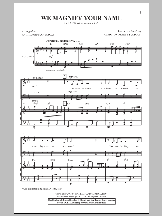 Patti Drennan We Magnify Your Name Sheet Music Notes & Chords for SATB - Download or Print PDF