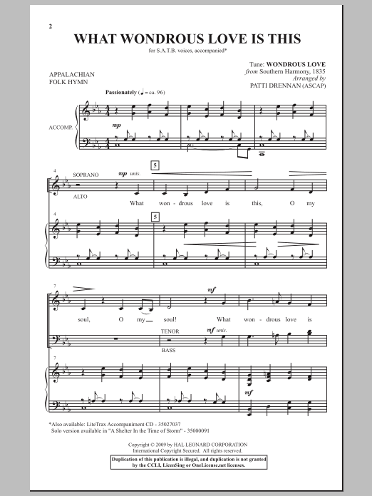 Patti Drennan What Wondrous Love Is This Sheet Music Notes & Chords for SATB - Download or Print PDF