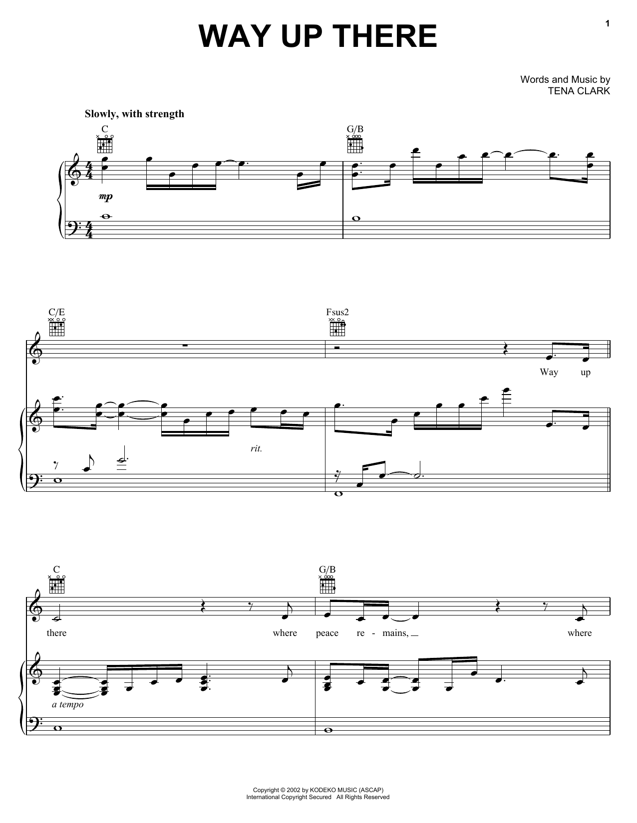 Patti LaBelle Way Up There Sheet Music Notes & Chords for Piano, Vocal & Guitar Chords (Right-Hand Melody) - Download or Print PDF