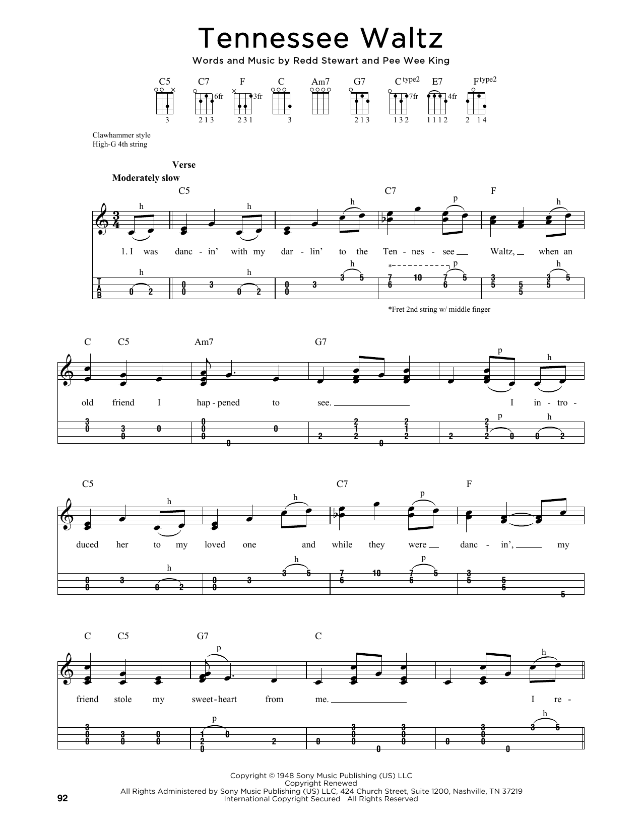 Patti Page Tennessee Waltz (arr. Jim Schustedt) Sheet Music Notes & Chords for Ukulele - Download or Print PDF