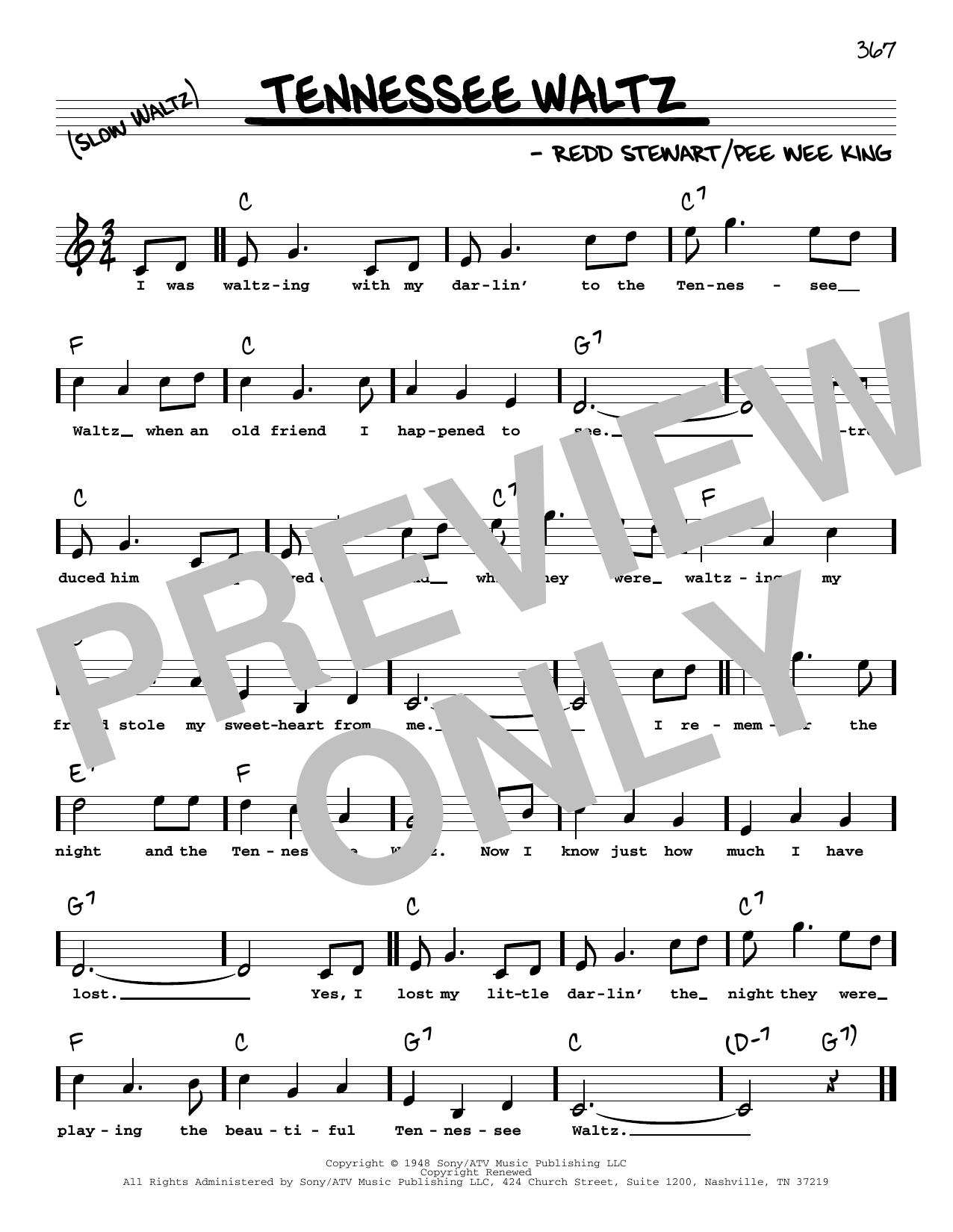 Patti Page Tennessee Waltz (High Voice) Sheet Music Notes & Chords for Real Book – Melody, Lyrics & Chords - Download or Print PDF