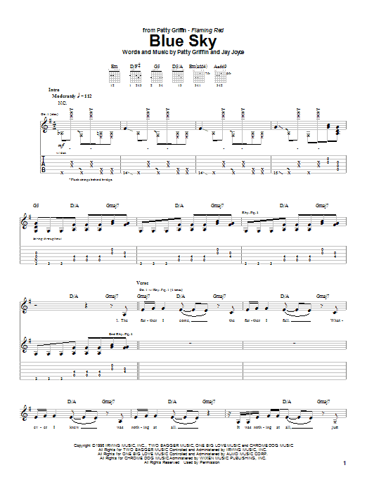 Patty Griffin Blue Sky Sheet Music Notes & Chords for Guitar Tab - Download or Print PDF