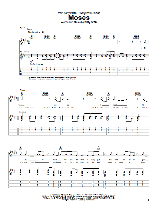 Patty Griffin Moses Sheet Music Notes & Chords for Guitar Tab - Download or Print PDF