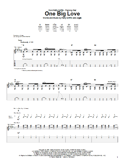 Patty Griffin One Big Love Sheet Music Notes & Chords for Guitar Tab - Download or Print PDF