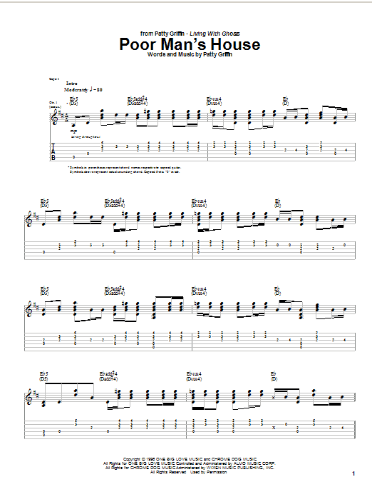 Patty Griffin Poor Man's House Sheet Music Notes & Chords for Guitar Tab - Download or Print PDF