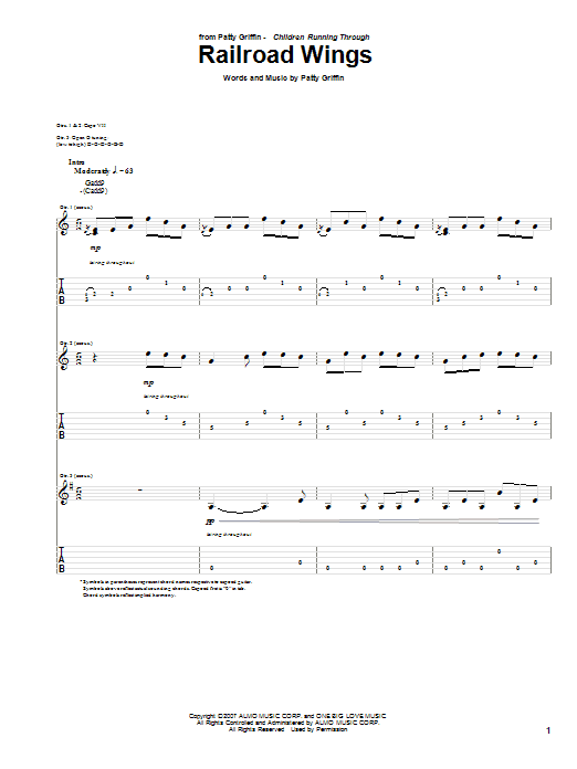 Patty Griffin Railroad Wings Sheet Music Notes & Chords for Guitar Tab - Download or Print PDF