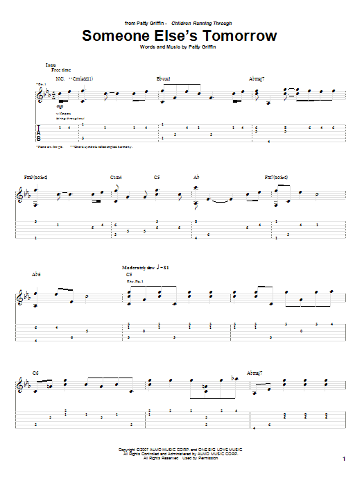 Patty Griffin Someone Else's Tomorrow Sheet Music Notes & Chords for Guitar Tab - Download or Print PDF