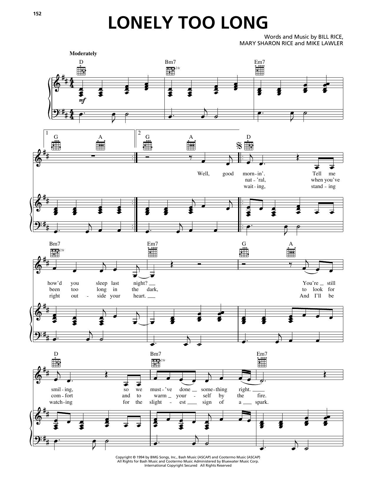 Patty Loveless Lonely Too Long Sheet Music Notes & Chords for Piano, Vocal & Guitar Chords (Right-Hand Melody) - Download or Print PDF Patty Loveless Lonely Too Long Sheet Music Notes & Chords for Piano, Vocal & Guitar Chords (Right-Hand Melody) - Download or Print PDF