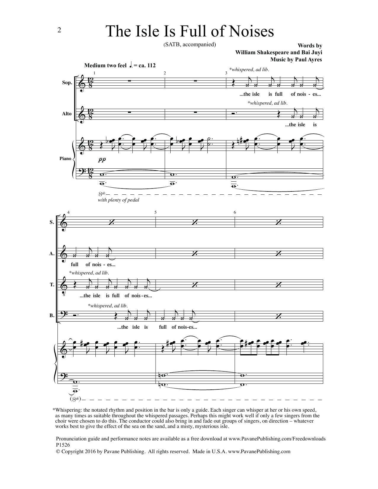 Paul Ayres The Isle Is Full of Noises Sheet Music Notes & Chords for Choral - Download or Print PDF