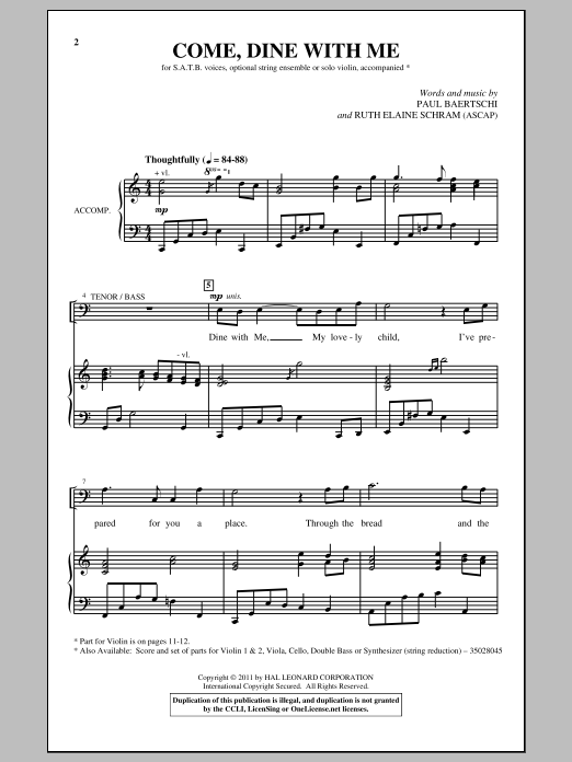 Paul Baertschi Come, Dine With Me Sheet Music Notes & Chords for SATB - Download or Print PDF