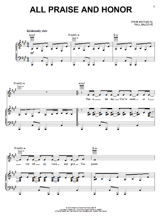 Paul Baloche All Praise And Honor Sheet Music Notes & Chords for Piano, Vocal & Guitar (Right-Hand Melody) - Download or Print PDF Paul Baloche All Praise And Honor Sheet Music Notes & Chords for Piano, Vocal & Guitar (Right-Hand Melody) - Download or Print PDF
