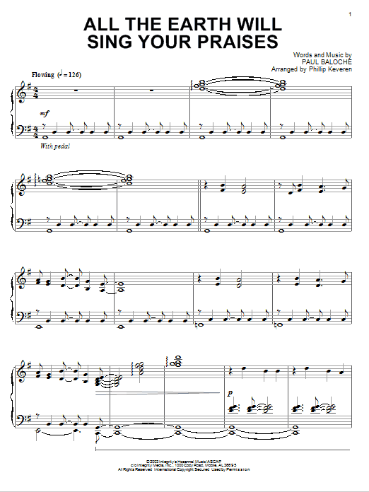 Paul Baloche All The Earth Will Sing Your Praises [Jazz version] (arr. Phillip Keveren) Sheet Music Notes & Chords for Piano - Download or Print PDF