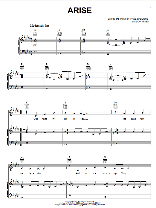 Paul Baloche Arise Sheet Music Notes & Chords for Piano, Vocal & Guitar (Right-Hand Melody) - Download or Print PDF Paul Baloche Arise Sheet Music Notes & Chords for Piano, Vocal & Guitar (Right-Hand Melody) - Download or Print PDF
