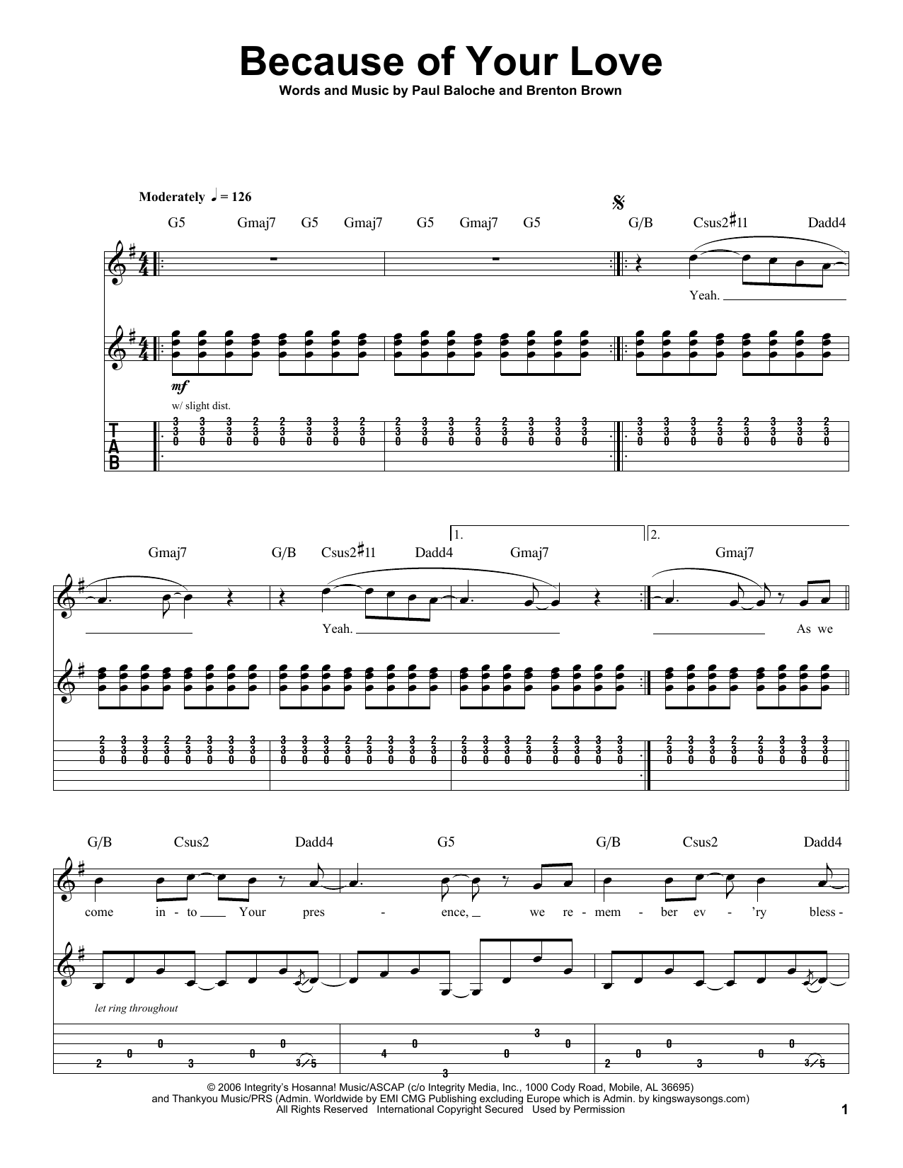 Paul Baloche Because Of Your Love Sheet Music Notes & Chords for Chord Buddy - Download or Print PDF