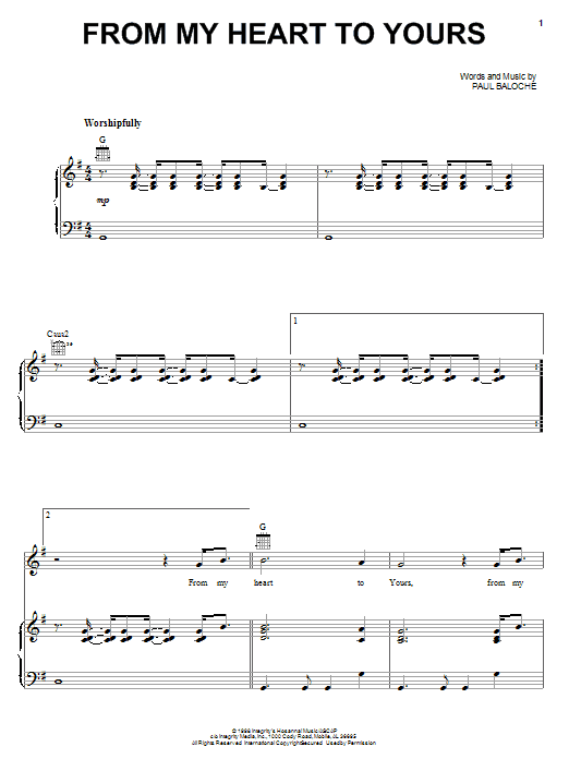 Paul Baloche From My Heart To Yours Sheet Music Notes & Chords for Piano, Vocal & Guitar (Right-Hand Melody) - Download or Print PDF Paul Baloche From My Heart To Yours Sheet Music Notes & Chords for Piano, Vocal & Guitar (Right-Hand Melody) - Download or Print PDF