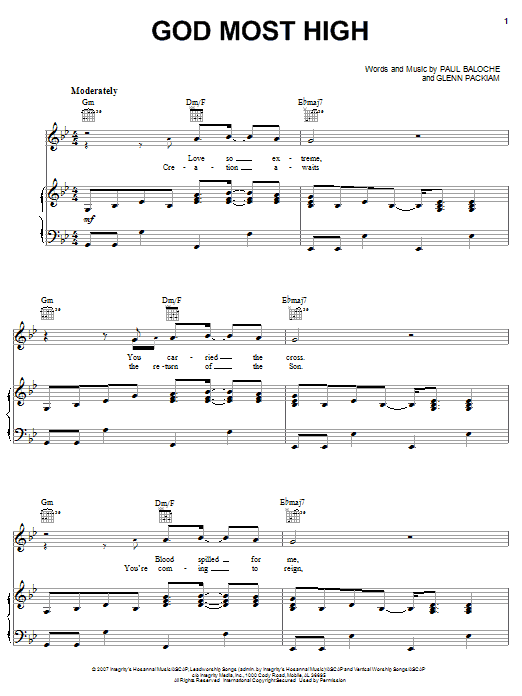 Paul Baloche God Most High Sheet Music Notes & Chords for Piano, Vocal & Guitar (Right-Hand Melody) - Download or Print PDF Paul Baloche God Most High Sheet Music Notes & Chords for Piano, Vocal & Guitar (Right-Hand Melody) - Download or Print PDF