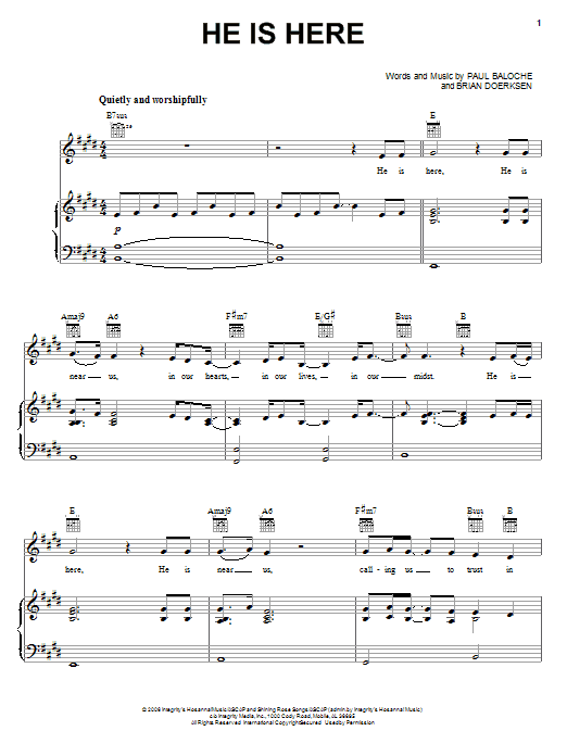 Paul Baloche He Is Here Sheet Music Notes & Chords for Piano, Vocal & Guitar (Right-Hand Melody) - Download or Print PDF Paul Baloche He Is Here Sheet Music Notes & Chords for Piano, Vocal & Guitar (Right-Hand Melody) - Download or Print PDF