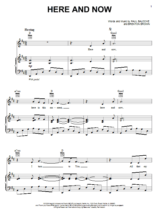 Paul Baloche Here And Now Sheet Music Notes & Chords for Piano, Vocal & Guitar (Right-Hand Melody) - Download or Print PDF Paul Baloche Here And Now Sheet Music Notes & Chords for Piano, Vocal & Guitar (Right-Hand Melody) - Download or Print PDF