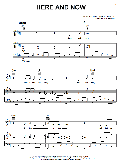Paul Baloche Here And Now Sheet Music Notes & Chords for Piano, Vocal & Guitar (Right-Hand Melody) - Download or Print PDF