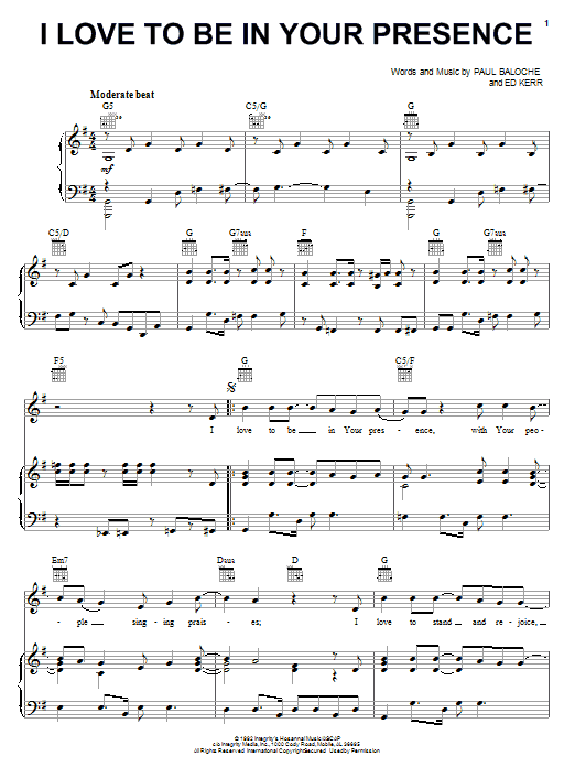 Paul Baloche I Love To Be In Your Presence Sheet Music Notes & Chords for Lyrics & Chords - Download or Print PDF Paul Baloche I Love To Be In Your Presence Sheet Music Notes & Chords for Lyrics & Chords - Download or Print PDF