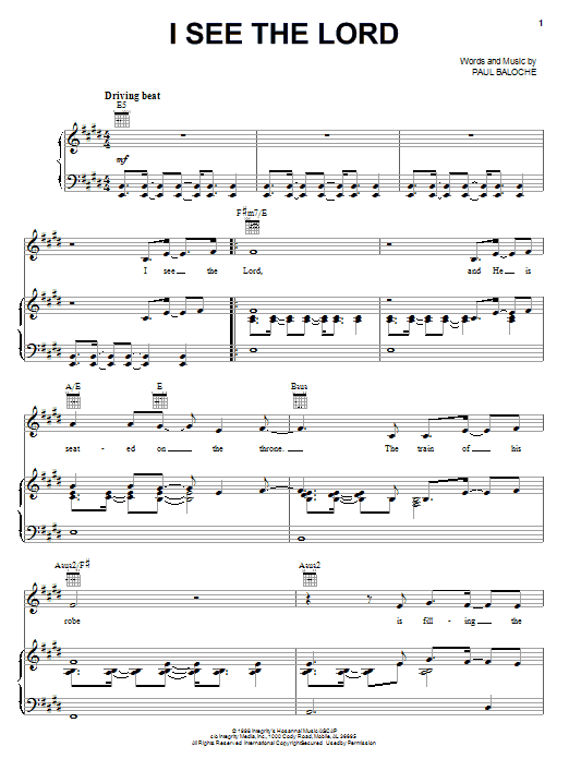 Paul Baloche I See The Lord Sheet Music Notes & Chords for Piano, Vocal & Guitar (Right-Hand Melody) - Download or Print PDF Paul Baloche I See The Lord Sheet Music Notes & Chords for Piano, Vocal & Guitar (Right-Hand Melody) - Download or Print PDF
