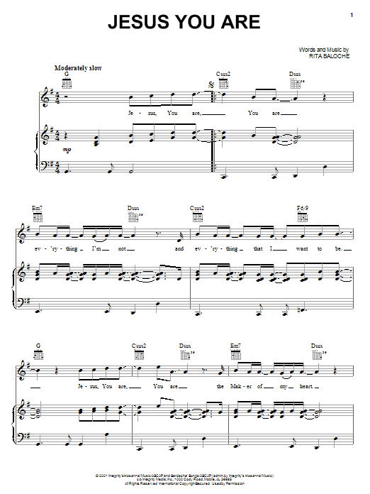 Paul Baloche Jesus You Are Sheet Music Notes & Chords for Piano, Vocal & Guitar (Right-Hand Melody) - Download or Print PDF Paul Baloche Jesus You Are Sheet Music Notes & Chords for Piano, Vocal & Guitar (Right-Hand Melody) - Download or Print PDF