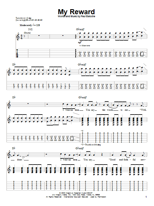 Paul Baloche My Reward Sheet Music Notes & Chords for Guitar Tab Play-Along - Download or Print PDF