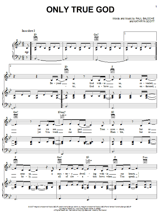 Paul Baloche Only True God Sheet Music Notes & Chords for Piano, Vocal & Guitar (Right-Hand Melody) - Download or Print PDF Paul Baloche Only True God Sheet Music Notes & Chords for Piano, Vocal & Guitar (Right-Hand Melody) - Download or Print PDF