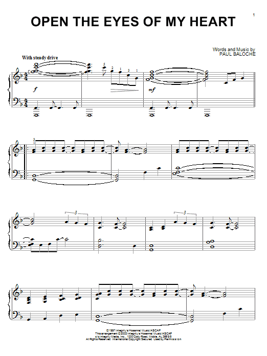 Paul Baloche Open The Eyes Of My Heart Sheet Music Notes & Chords for Melody Line, Lyrics & Chords - Download or Print PDF