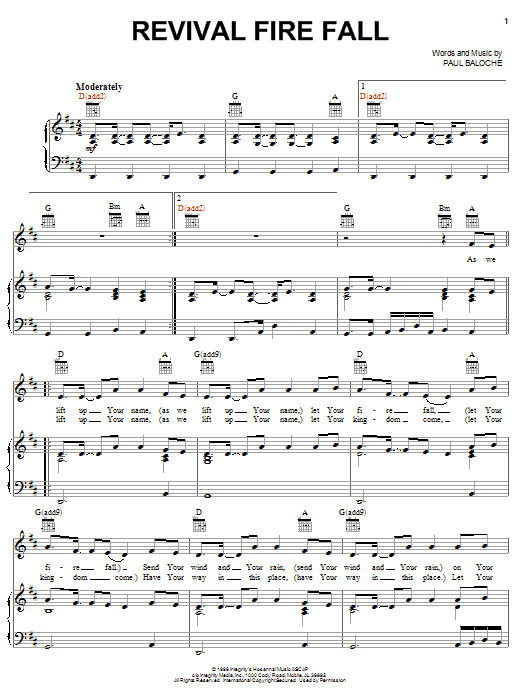 Paul Baloche Revival Fire Fall Sheet Music Notes & Chords for Piano, Vocal & Guitar (Right-Hand Melody) - Download or Print PDF Paul Baloche Revival Fire Fall Sheet Music Notes & Chords for Piano, Vocal & Guitar (Right-Hand Melody) - Download or Print PDF