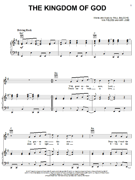 Paul Baloche The Kingdom Of God Sheet Music Notes & Chords for Piano, Vocal & Guitar (Right-Hand Melody) - Download or Print PDF