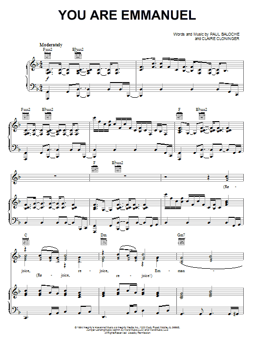 Paul Baloche You Are Emmanuel Sheet Music Notes & Chords for Piano, Vocal & Guitar (Right-Hand Melody) - Download or Print PDF Paul Baloche You Are Emmanuel Sheet Music Notes & Chords for Piano, Vocal & Guitar (Right-Hand Melody) - Download or Print PDF