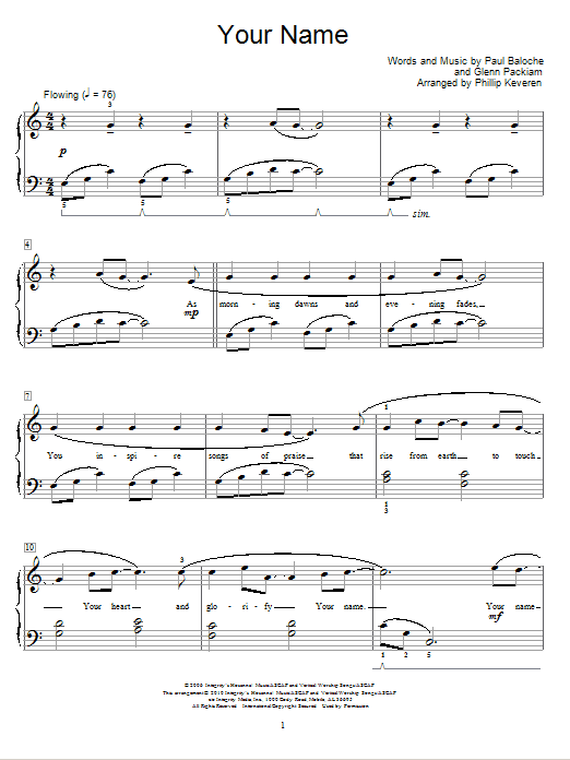Paul Baloche Your Name Sheet Music Notes & Chords for Educational Piano - Download or Print PDF Paul Baloche Your Name Sheet Music Notes & Chords for Educational Piano - Download or Print PDF