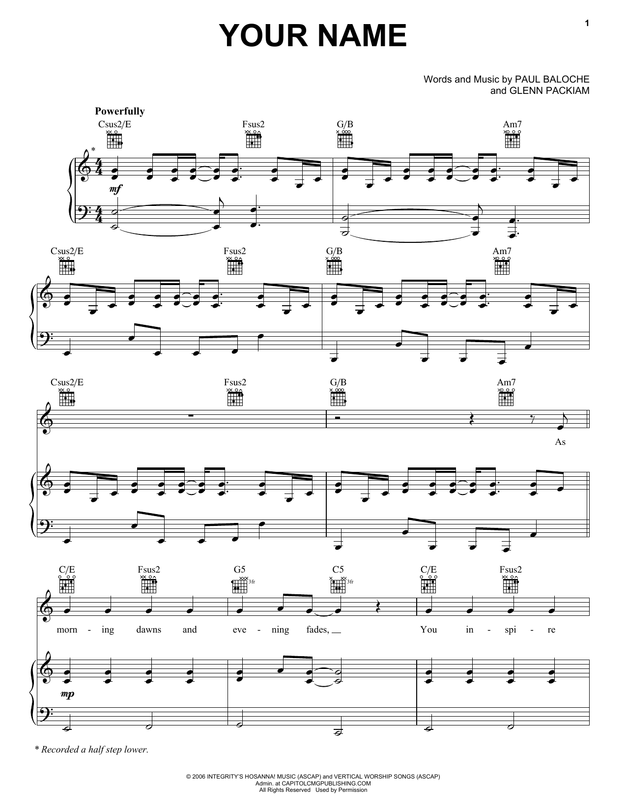 Paul Baloche Your Name Sheet Music Notes & Chords for Piano Duet - Download or Print PDF