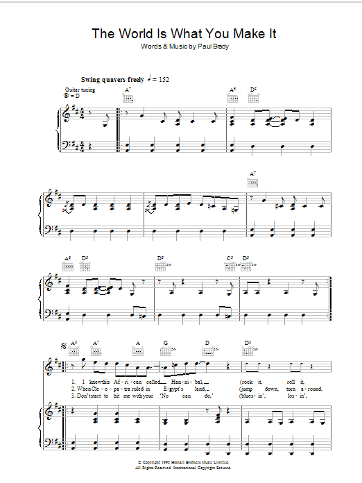 Paul Brady The World Is What You Make It Sheet Music Notes & Chords for Piano, Vocal & Guitar - Download or Print PDF