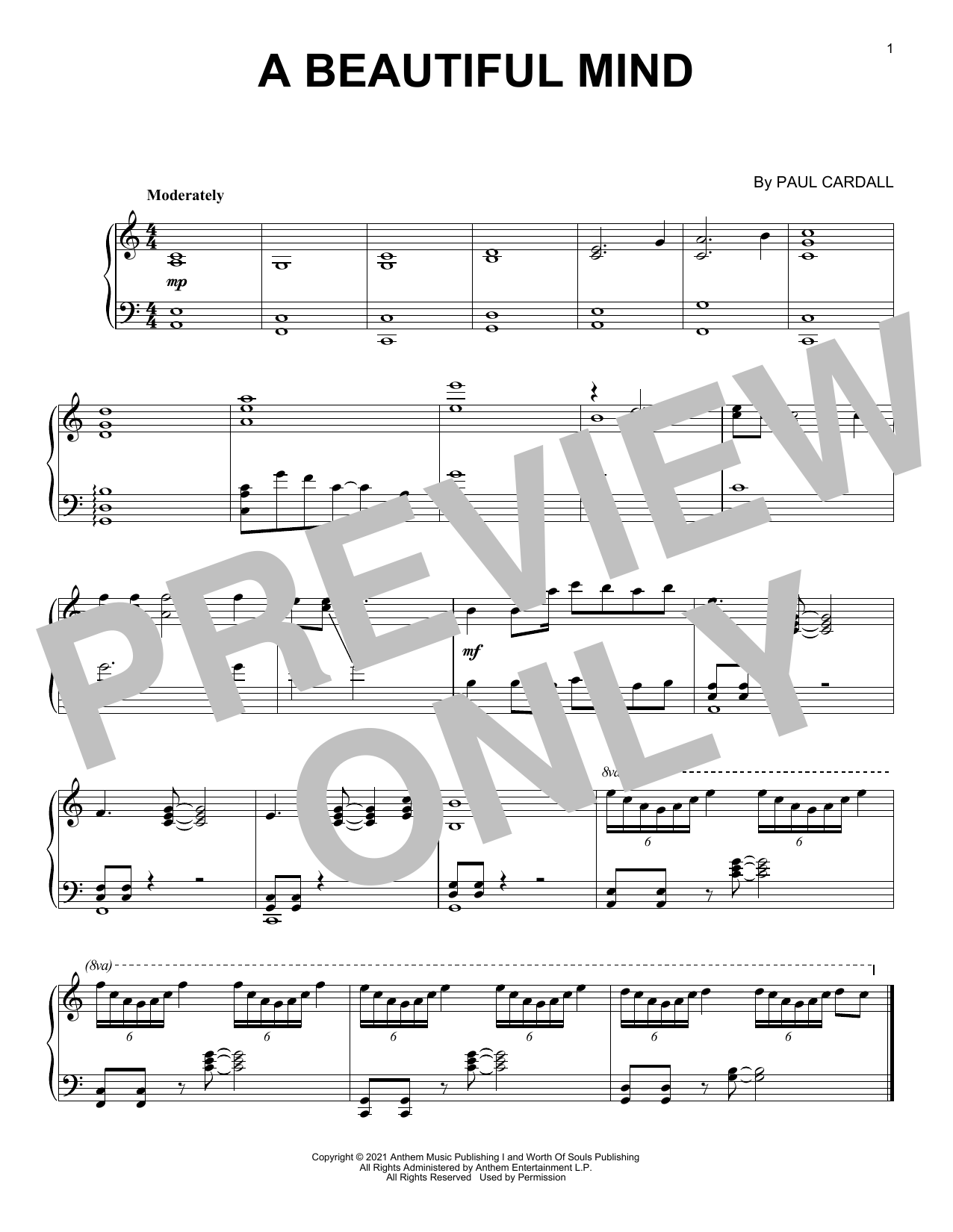 Paul Cardall A Beautiful Mind Sheet Music Notes & Chords for Piano Solo - Download or Print PDF