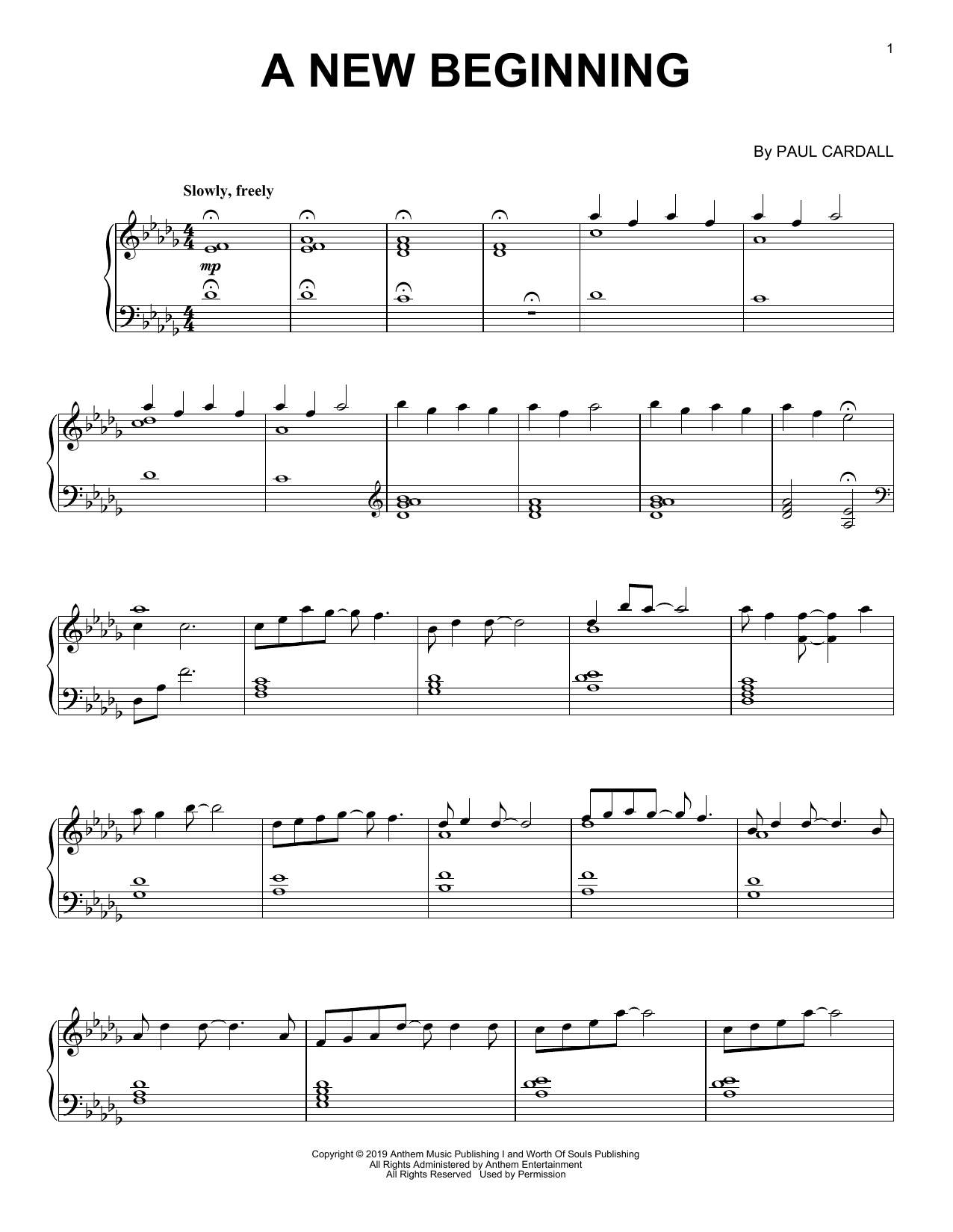 Paul Cardall A New Beginning Sheet Music Notes & Chords for Piano Solo - Download or Print PDF