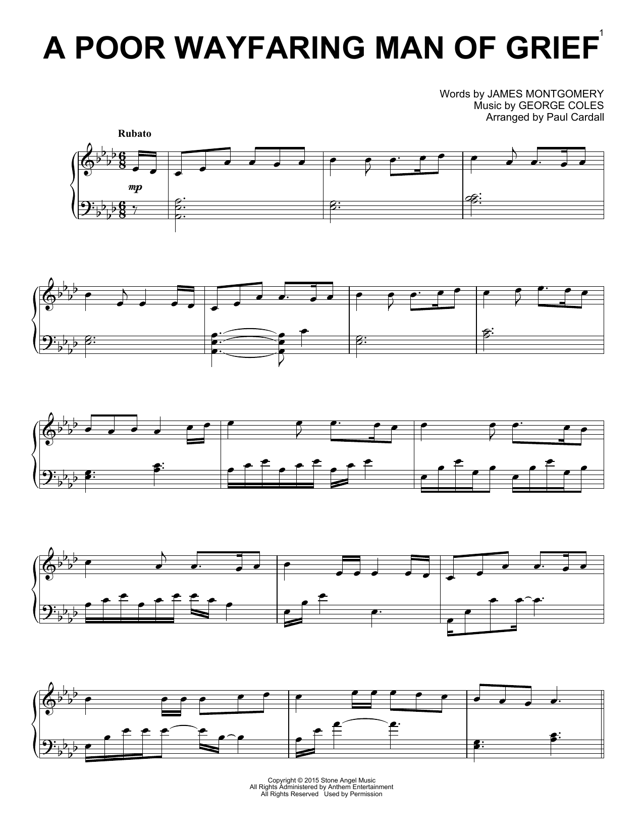 Paul Cardall A Poor Wayfaring Man Of Grief Sheet Music Notes & Chords for Piano Solo - Download or Print PDF