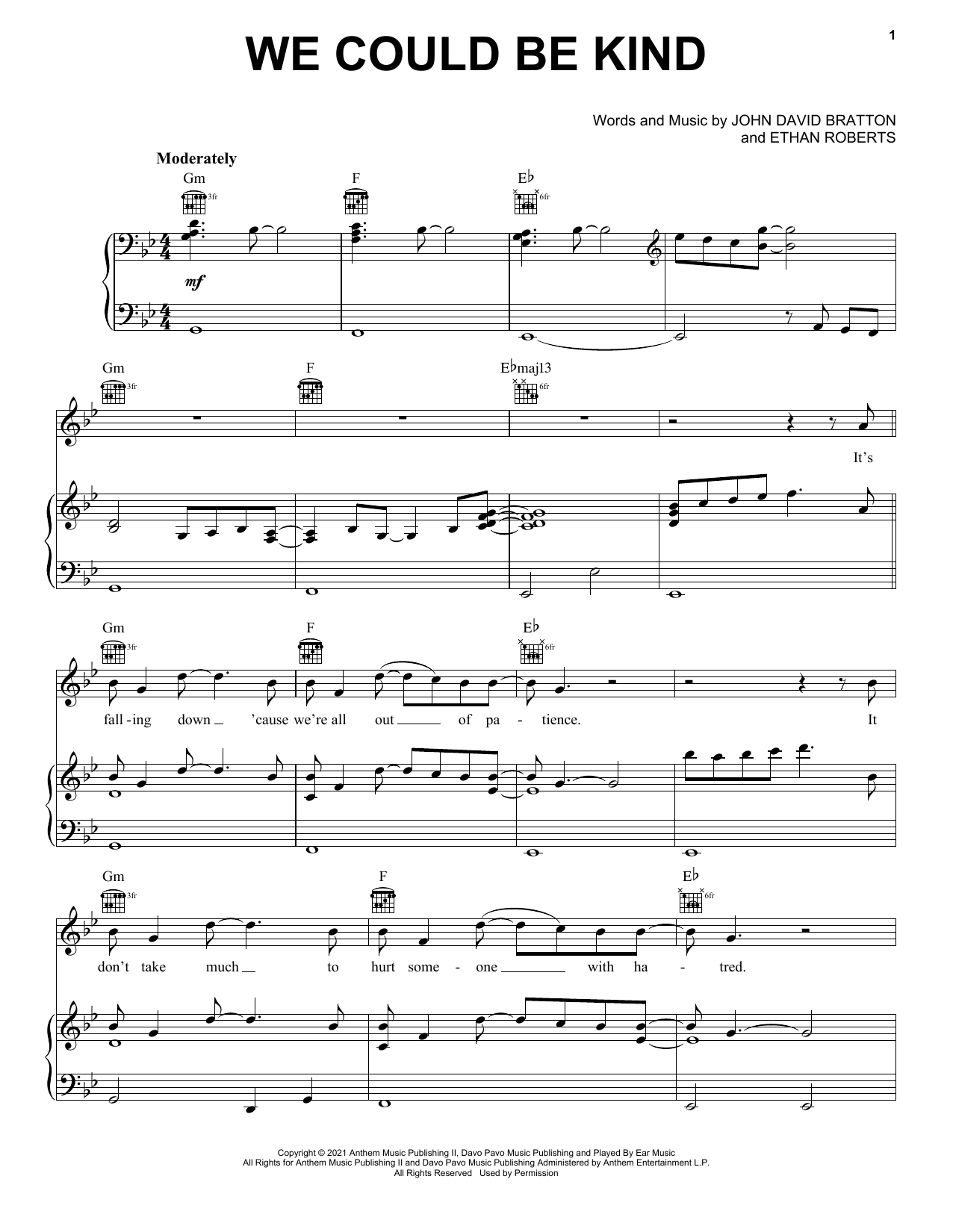 Paul Cardall, Akelee and J Daniel We Could Be Kind Sheet Music Notes & Chords for Piano, Vocal & Guitar (Right-Hand Melody) - Download or Print PDF