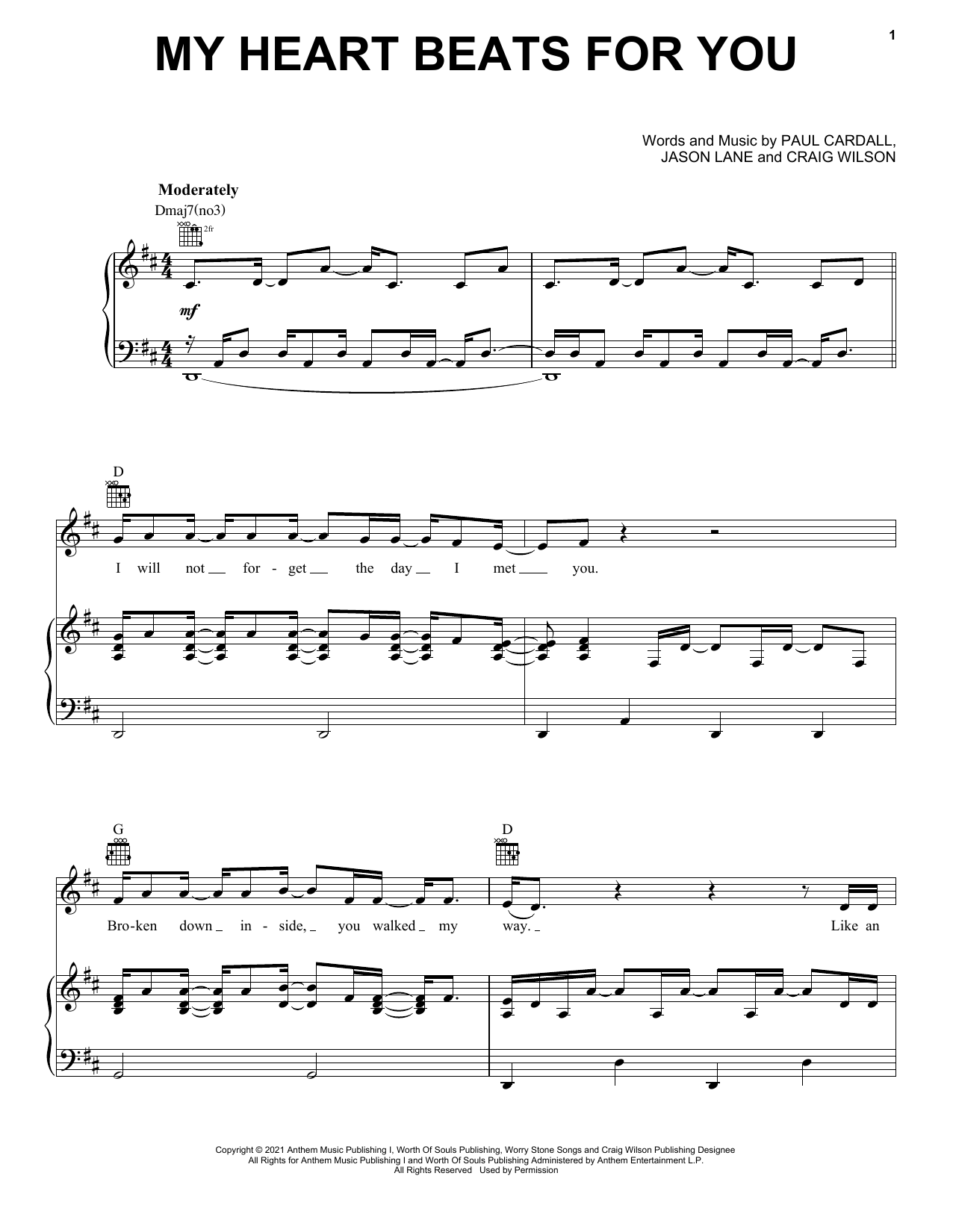 Paul Cardall and David Archuleta My Heart Beats For You Sheet Music Notes & Chords for Piano, Vocal & Guitar (Right-Hand Melody) - Download or Print PDF