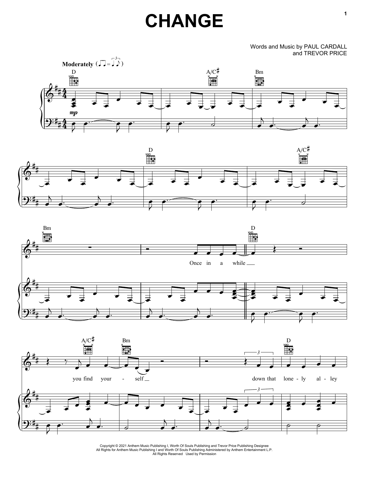 Paul Cardall and Trevor Price Change Sheet Music Notes & Chords for Piano, Vocal & Guitar (Right-Hand Melody) - Download or Print PDF