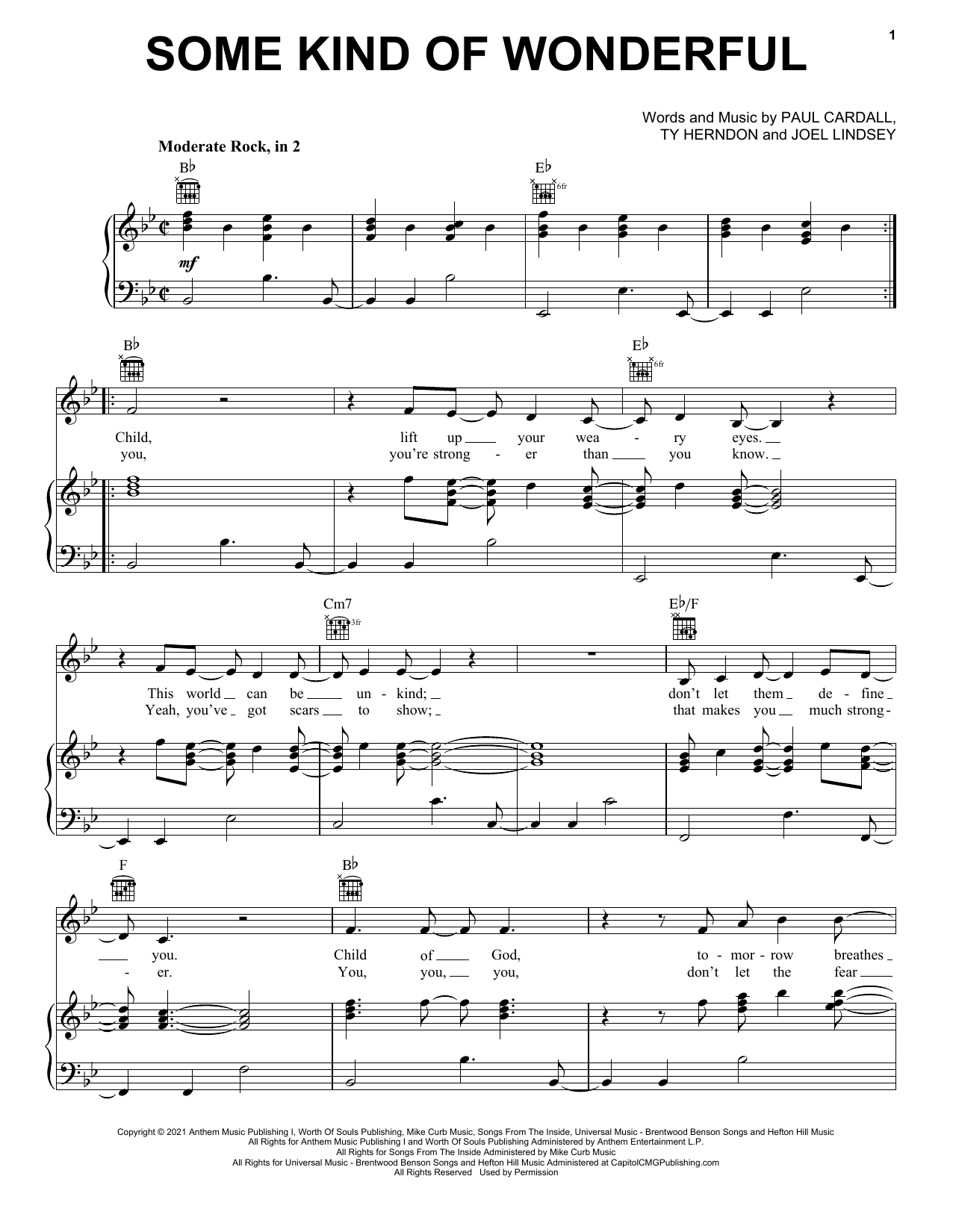 Paul Cardall and Ty Herndon Some Kind Of Wonderful Sheet Music Notes & Chords for Piano, Vocal & Guitar (Right-Hand Melody) - Download or Print PDF