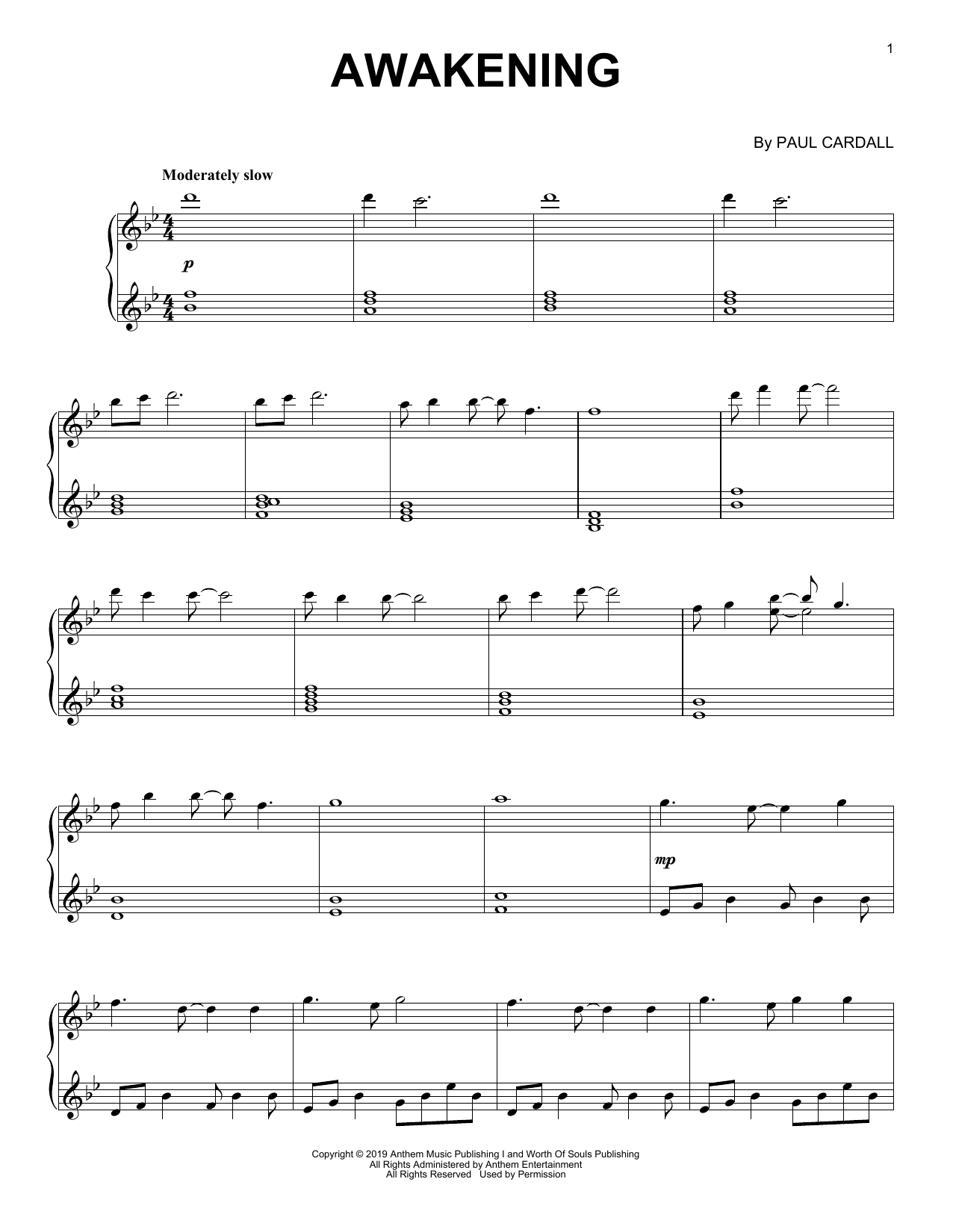 Paul Cardall Awakening Sheet Music Notes & Chords for Piano Solo - Download or Print PDF