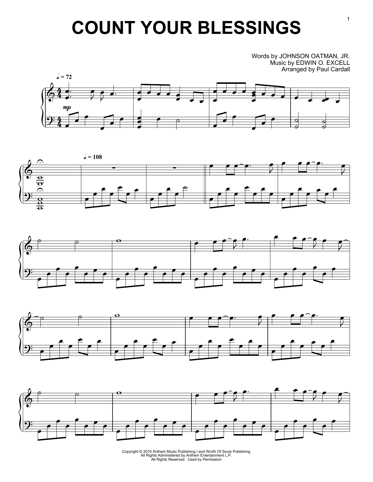 Paul Cardall Count Your Blessings Sheet Music Notes & Chords for Piano Solo - Download or Print PDF