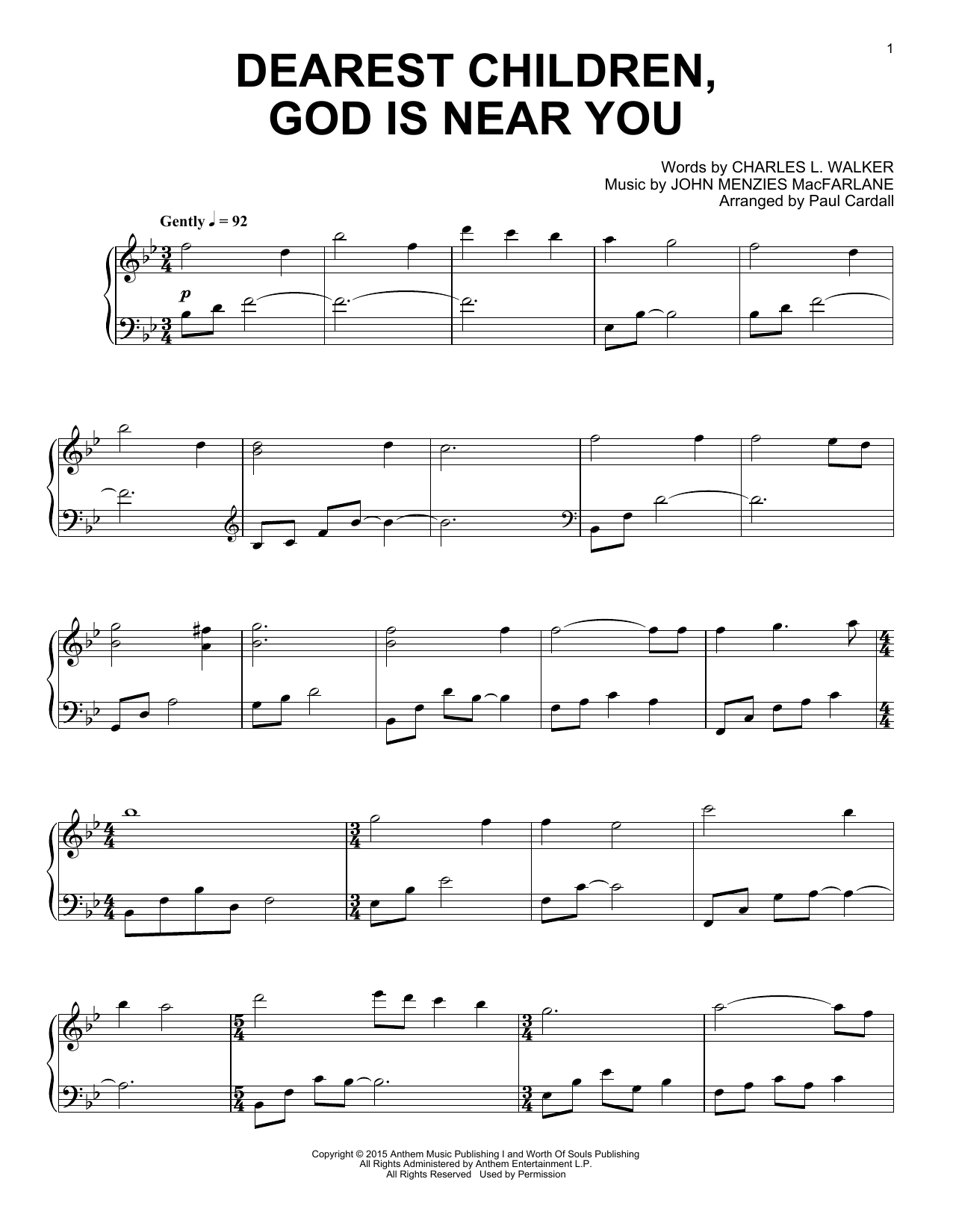 Paul Cardall Dearest Children, God Is Near You Sheet Music Notes & Chords for Piano Solo - Download or Print PDF
